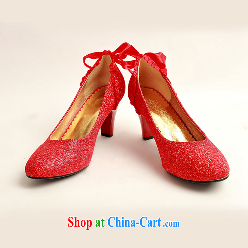 Baby bridal bridal wedding butterfly behind the red wedding shoes, low root, simple and elegant and classy, and 100 ground DXZ 1005 Red Red 38, my dear Bride (BABY BPIDEB), online shopping