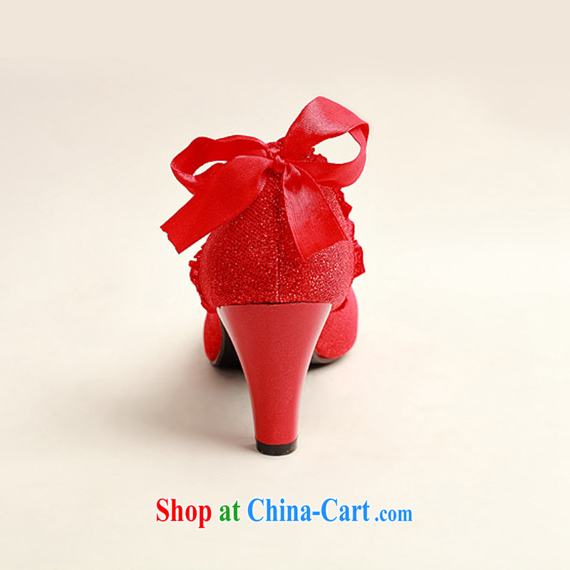 Baby bridal bridal wedding butterfly behind the red wedding shoes, low root, simple and elegant and classy, and 100 ground DXZ 1005 Red Red 38, my dear Bride (BABY BPIDEB), online shopping