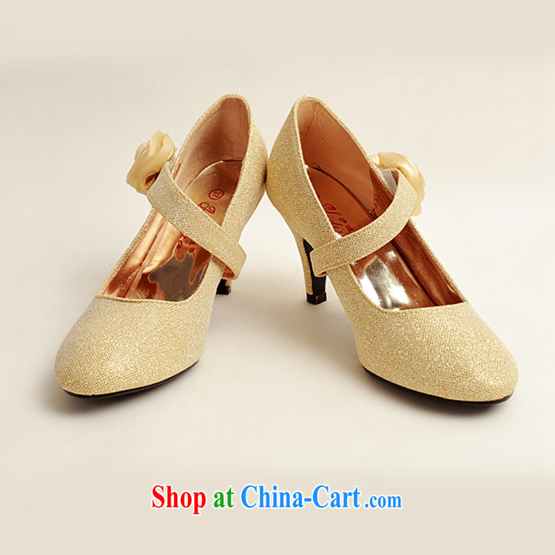 My dear bride golden light pink, and, with a single side gold roses bridal wedding shoes, wedding show photo shoes DXZ 1006 gold gold 38, my dear bride (BABY BPIDEB), shopping on the Internet