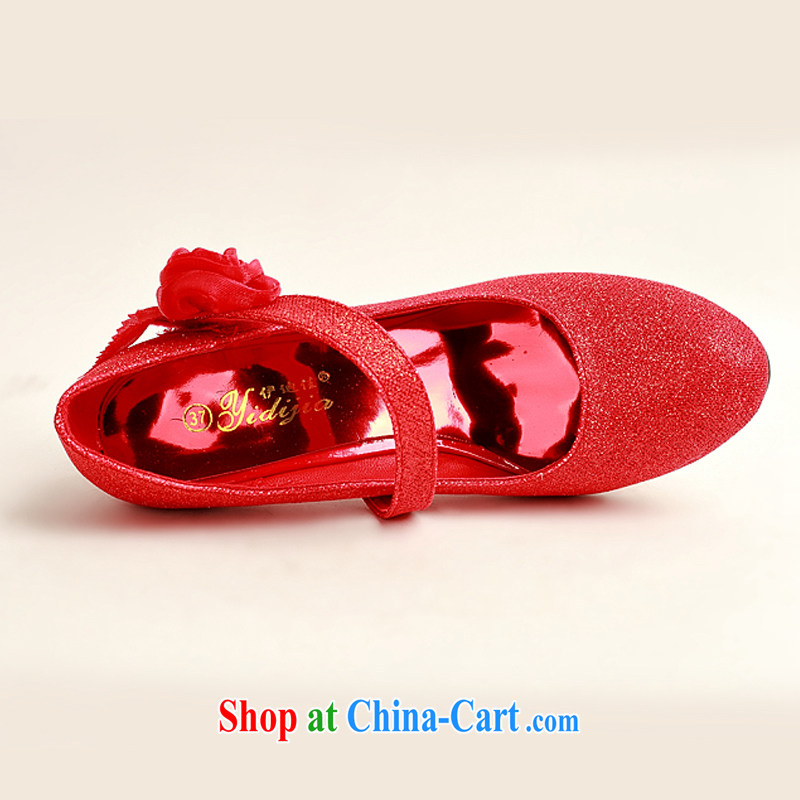 My dear bride's new red light pink, single side red roses bridal wedding shoes, wedding show photo shoes DXZ 1007 red 38, my dear Bride (BABY BPIDEB), shopping on the Internet