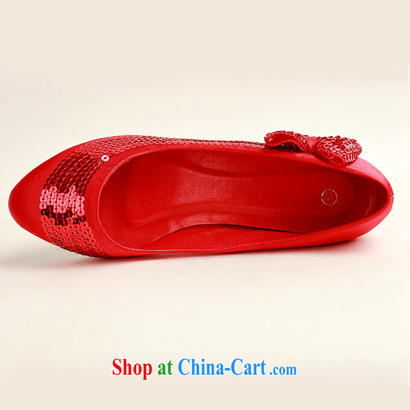 child bride marriages red flash chip side sweet bowtie red wedding shoes, low-root, simple and elegant and classy, and 100 ground DXZ 1009 red 38, my dear Bride (BABY BPIDEB), shopping on the Internet