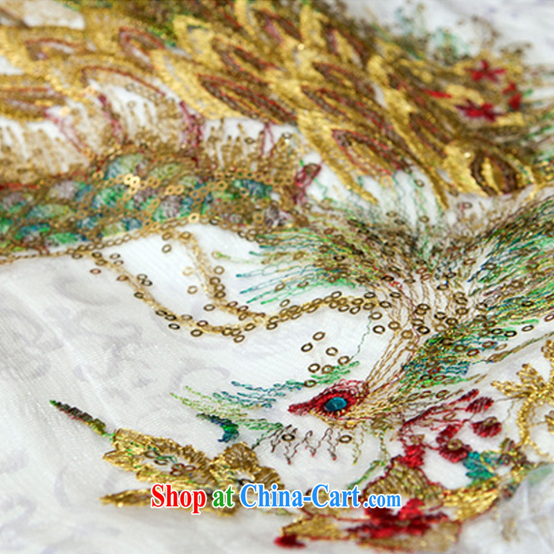 Slim li know 2015 spring and summer New China wind beads, embroidery lace cuff Princess retro improved stylish Phoenix cheongsam dress QLZ Q 15 6011 blue M, slim Li (Q . LIZHI), online shopping