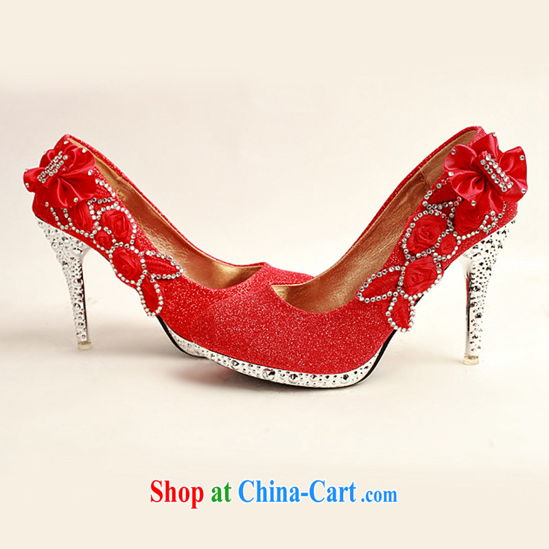 Baby bridal 2014 women shoes new, ultra-elegant water drilling wedding shoes bridal shoes red, round head high-heel shoes XZ 10,012 red 38, my dear bride (BABY BPIDEB), and shopping on the Internet