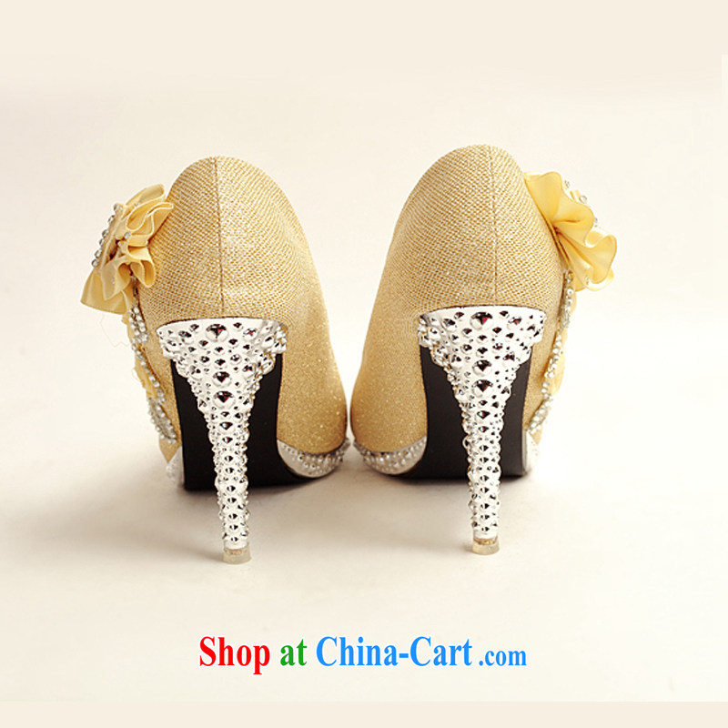 Baby bridal 2014 women shoes new, ultra-elegant water drilling wedding shoes bridal shoes gold, round head high-heel shoes DXZ 10,014 gold 38, my dear bride (BABY BPIDEB), online shopping