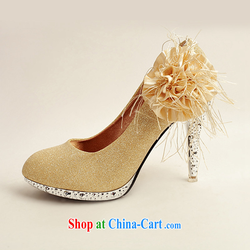 Baby bridal 2014 women shoes new, bridal shoes bridal shoes gold, round-head side flowers high-heel shoes XZ 10,016 gold gold 38, my dear bride (BABY BPIDEB), shopping on the Internet