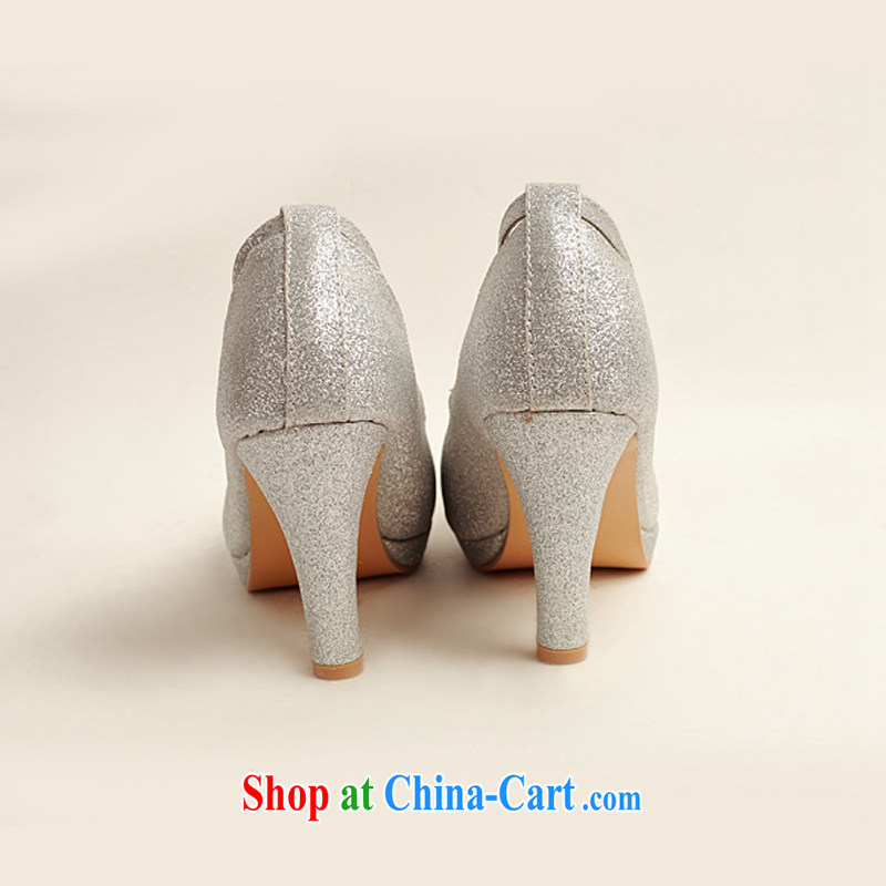 Baby bridal wedding shoes winter silver high-heel shoes, 2014 new women silver high-heel shoes with thin DXZ 10,021 silver 38 silver 38, my dear bride (BABY BPIDEB), online shopping