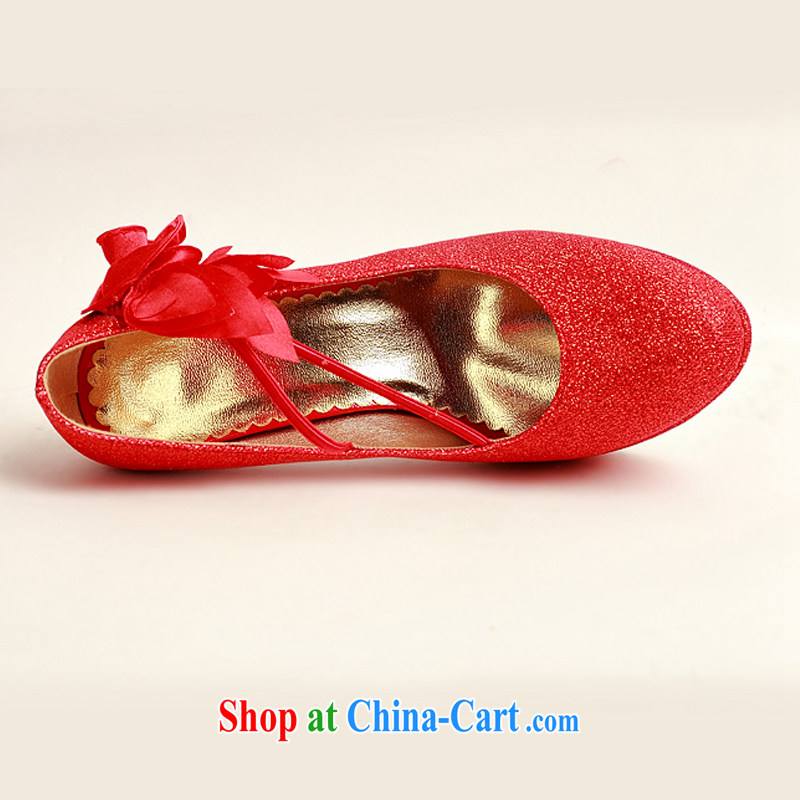 Baby bridal new wedding shoes sweet wedding shoes dress shoes bridal shoes banquet waterproof high with red women shoes Red Red 37, my dear Bride (BABY BPIDEB), online shopping