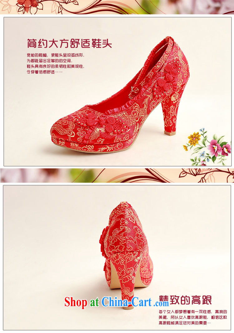 2014 New floral bridal wedding shoes wedding shoes bridal wedding shoes with thick banquet shoes red high heel women shoes XZ 10,025 Red Red 37 pictures, price, brand platters! Elections are good character, the national distribution, so why buy now enjoy more preferential! Health