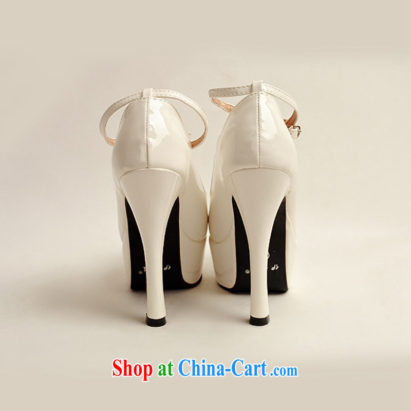 2014 women shoes new varnished leather, smooth flash light, deluxe waterproof single bridal shoes bridal shoes white, round head high-heel shoes white white 38, my dear Bride (BABY BPIDEB), shopping on the Internet