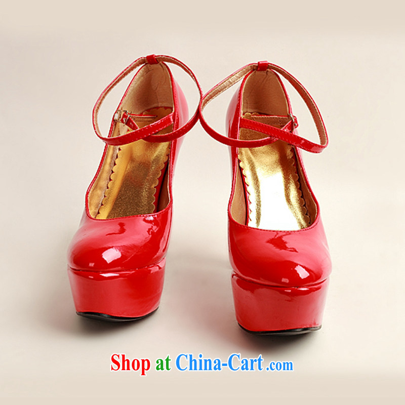 2014 women shoes new varnished leather, smooth flash, deluxe waterproof single bridal shoes bridal shoes red, round-head high-heel shoes and red red 38, my dear Bride (BABY BPIDEB), shopping on the Internet