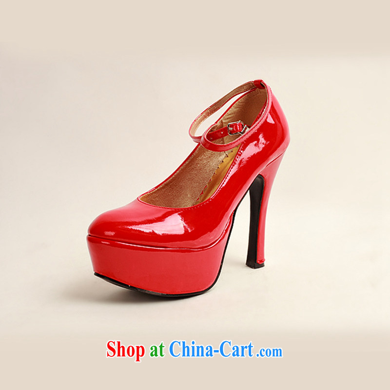 2014 women shoes new varnished leather, smooth flash, deluxe waterproof single bridal shoes bridal shoes red, round-head high-heel shoes and red red 38, my dear Bride (BABY BPIDEB), shopping on the Internet