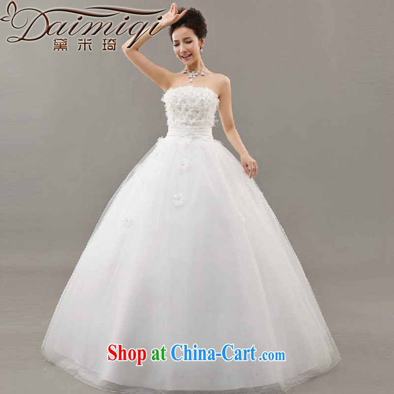 Diane M Ki flowers wedding wedding dresses 2014 new Korean sweet Princess single shoulder strap with flowers with strap white XXL