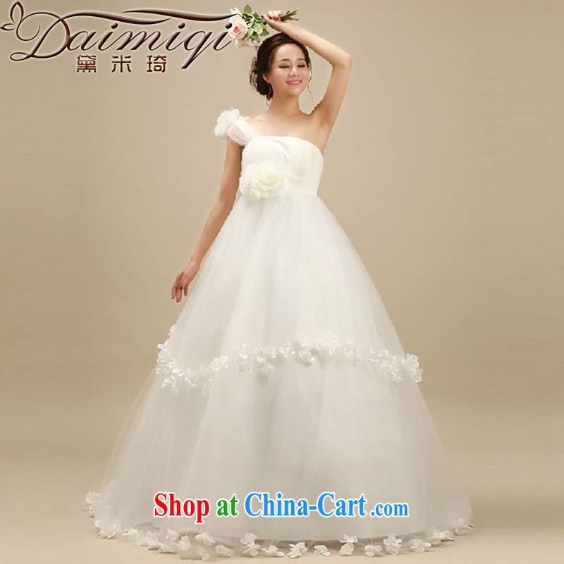 Diane M Qi 2014 Korean-style elegant new single shoulder pregnant high waist wedding Korean minimalist with small tail wedding with XXL