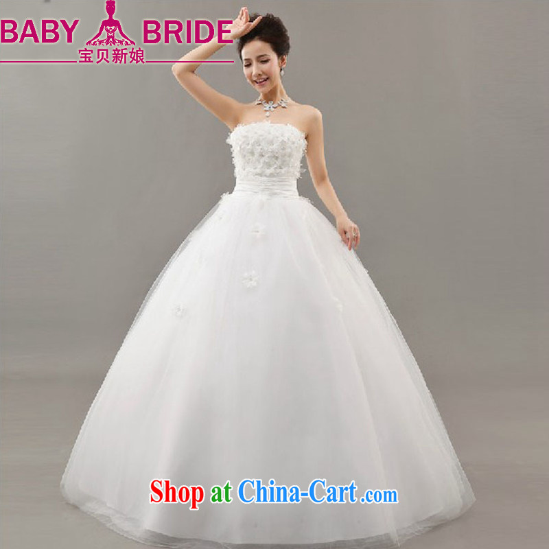 Baby bridal flowers wedding dresses wedding dresses 2014 new Korean sweet Princess single shoulder strap with flowers with strap white XXL