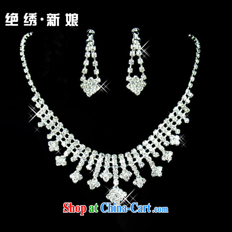 There is a bride's new beautiful 2 piece wedding dresses necklaces earrings gift boxed necklace earrings Ear clip, Suzhou shipment and it is absolutely not a bride, shopping on the Internet