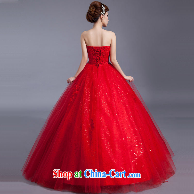 Diane M Ki red wedding dresses lace new 2014 modern bride Korean version with cultivating the code binding with retro graphics thin red XXL, Diane M-kay, shopping on the Internet