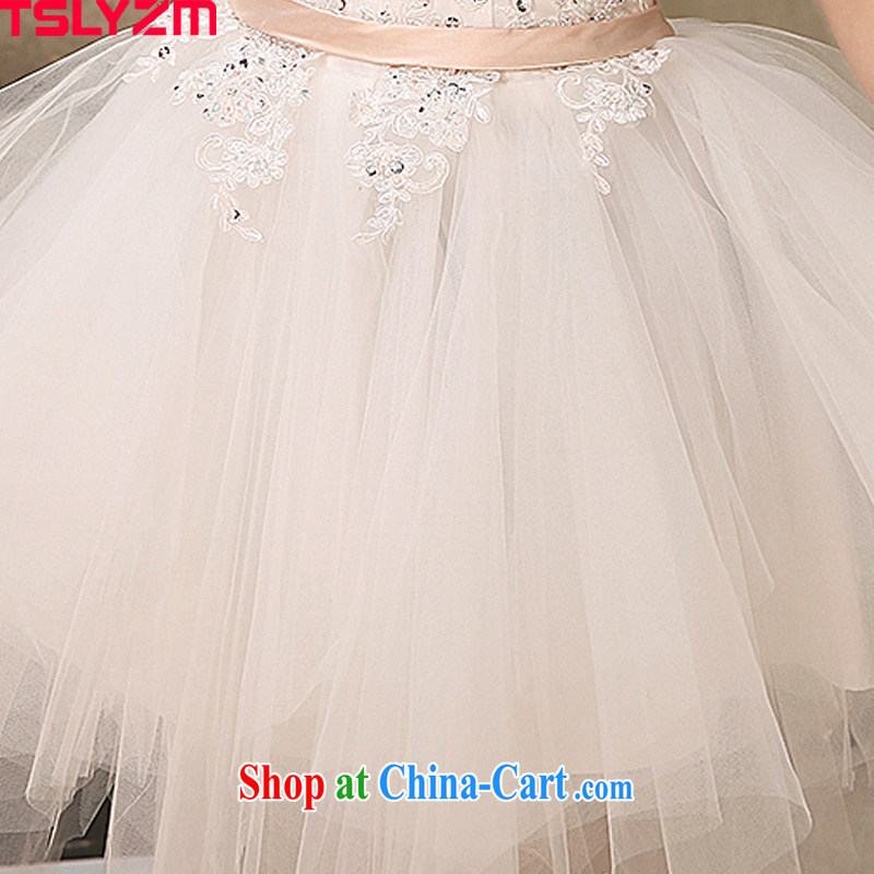 2014 new bride short wedding chest bare bow-tie front short long wedding small tail end crowsfoot shaggy dress Korean sweet Princess tied with pregnant women wedding white XXL, Tslyzm, shopping on the Internet