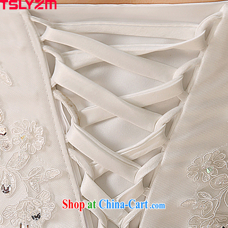 2014 new bride short wedding chest bare bow-tie front short long wedding small tail end crowsfoot shaggy dress Korean sweet Princess tied with pregnant women wedding white XXL, Tslyzm, shopping on the Internet