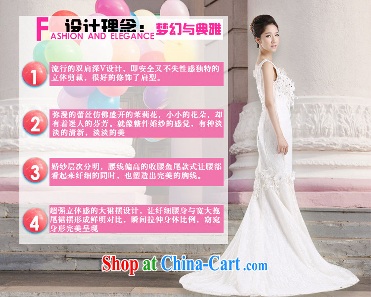 Diane M Ki-tail wedding 2014 new Korean white spring and summer bridal wedding lace V-neck crowsfoot wedding dresses white XXL pictures, price, brand platters! Elections are good character, the national distribution, so why buy now enjoy more preferential! Health