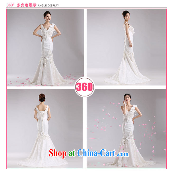 Diane M Ki-tail wedding 2014 new Korean white spring and summer bridal wedding lace V-neck crowsfoot wedding dresses white XXL pictures, price, brand platters! Elections are good character, the national distribution, so why buy now enjoy more preferential! Health