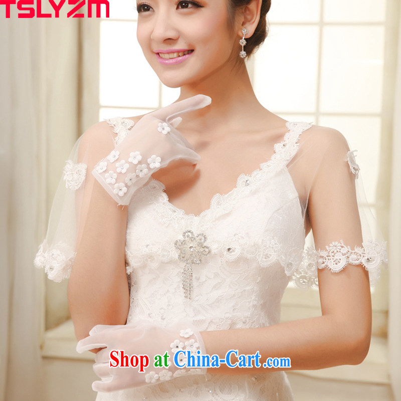 Angel, Mrs Carrie Yau, 2015 in accordance with new bride white gloves translucent Web yarn in a short wedding gloves Korean manual flowers marriage wedding gloves accessories, Tslyzm, shopping on the Internet