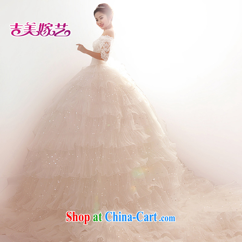 2015 New City long-tail Korean Princess crowsfoot 72,101 field shoulder drill white bridal wedding dresses Ivory with XXXL, Jimmy married arts, online shopping