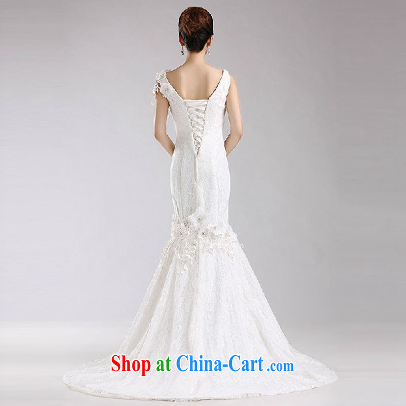 My dear bride-tail wedding 2014 new Korean white spring and summer bridal wedding lace V-neck crowsfoot wedding dresses white M, my dear Bride (BABY BPIDEB), online shopping