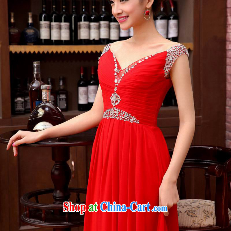 Optimize Hung-new dual-shoulder red flash drill exclusive wedding dress Evening Dress XS 8177 red XXL, optimize, and shopping on the Internet