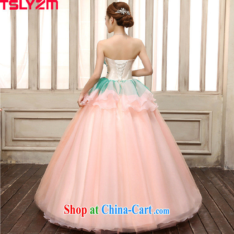 2015 Tslyzm new bridal gown pink double-shoulder wedding color bridal wedding photo building theme clothing couples outdoor portrait concert dress clothes pink L, Tslyzm, shopping on the Internet