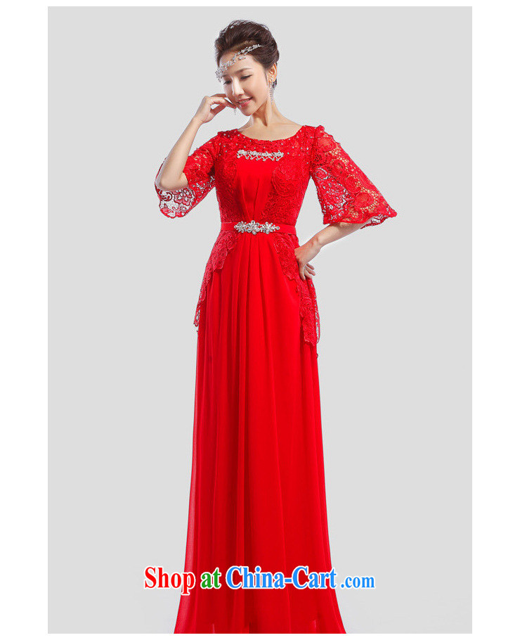 Taiwan's population 2014 new bride's shoulders lace sweet 7 cents cuff us long evening dress XSm 01 big red XL pictures, price, brand platters! Elections are good character, the national distribution, so why buy now enjoy more preferential! Health