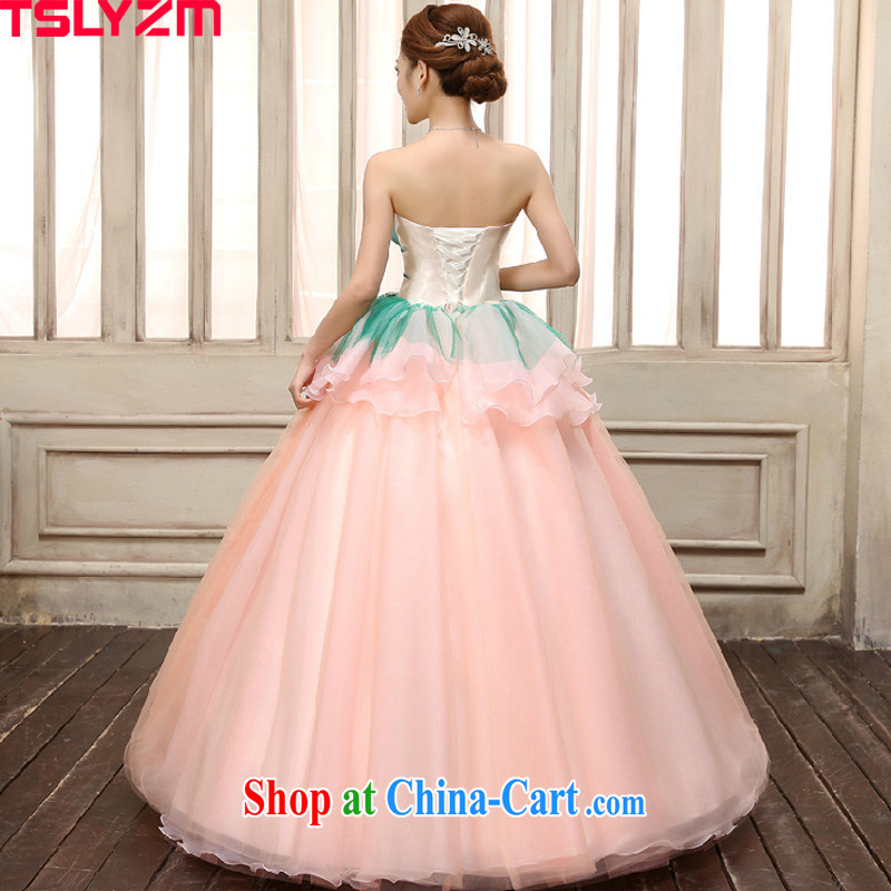 2015 Tslyzm new sexy bare chest shaggy dress bridal pink tie sweet flowers wedding wedding photo building theme personal photo album clothing pink L, Tslyzm, shopping on the Internet