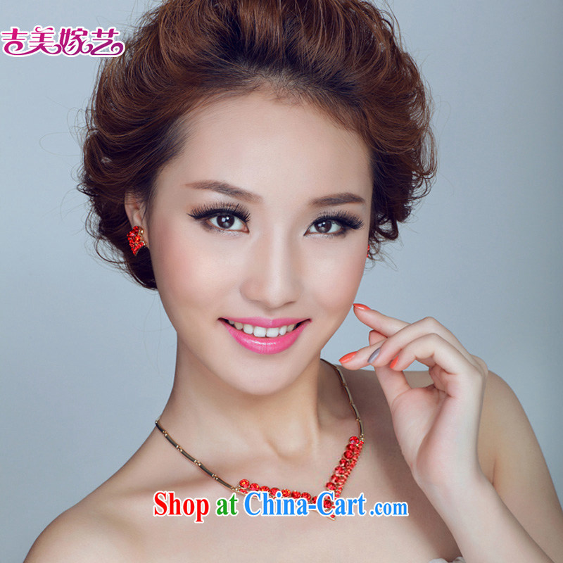 Bridal wedding dresses Accessories Kit Korean set link TL 136 water drilling jewelry 2015 new marriage necklace red ear clip