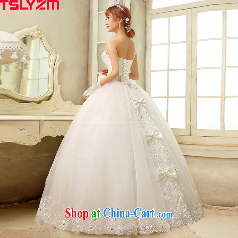 Mary Magdalene Tslyzm chest wedding dresses 2015 spring and summer new marriages lace, Japan, and South Korea bowtie Korean-style with shaggy dress white L, Tslyzm, shopping on the Internet