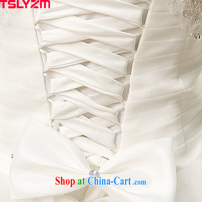 Mary Magdalene Tslyzm chest wedding dresses 2015 spring and summer new marriages lace, Japan, and South Korea bowtie Korean-style with shaggy dress white L, Tslyzm, shopping on the Internet