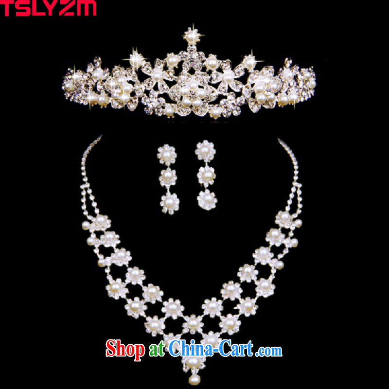 The angels, according to bridal jewelry asthetically pleasing Korean-style water drilling Crown headdress marriage necklace 3-piece kit wedding accessories jewelry set link 8