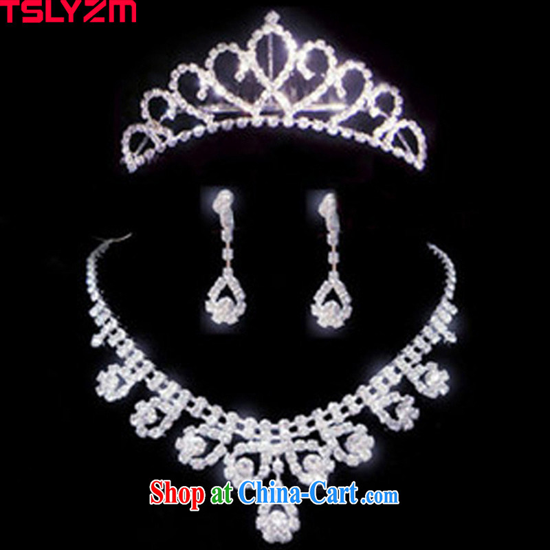 Tslyzm bridal jewelry 3-piece set necklace earrings Crown head-dress wedding dress jewelry wedding dresses accessories kit link 2, Tslyzm, shopping on the Internet
