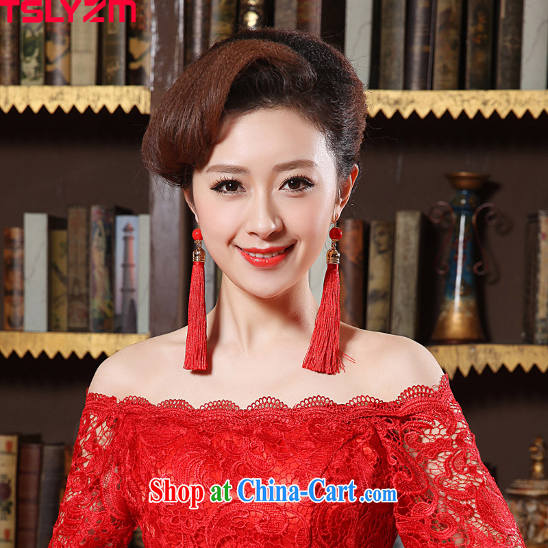 The angels, in accordance with new bridal jewelry wedding accessories China wind featured bridal toast ear circulation, classic red flow, no if they pierced their ears ear clip, Tslyzm, shopping on the Internet