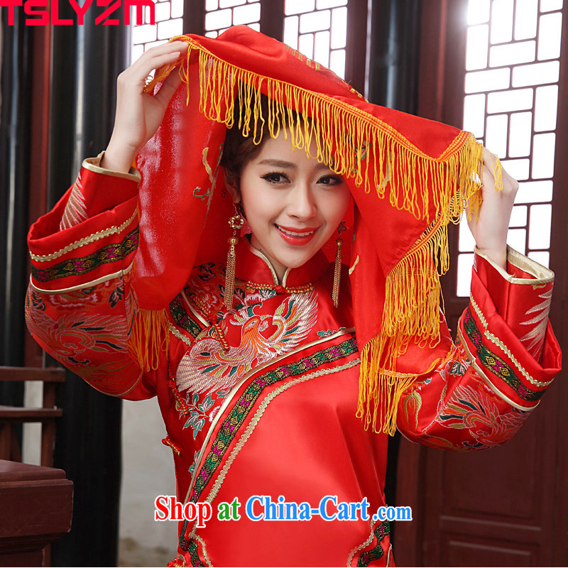 Angel, Mrs Carrie Yau, bride in accordance with red lid-soo Wo service Phoenix also equipped with with fine embroidery wedding celebration red shawl red lid cover, Tslyzm, shopping on the Internet