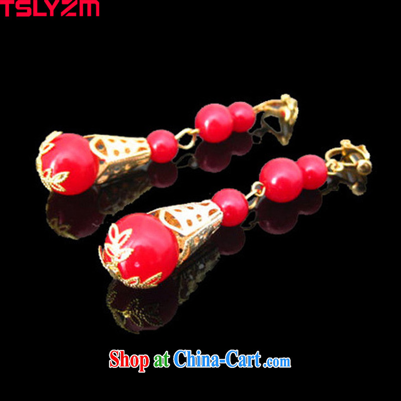 The angels, according to bridal earrings bridal yew red bridal girl earrings Chinese ear staple jewelry married cheongsam classical Phoenix and agate earrings, accessories, Tslyzm, shopping on the Internet