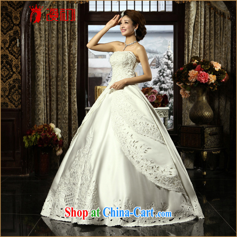 Early definition 2015 new wedding upscale Korean lace bare chest wedding car bone embroidered with shaggy dress wedding white L, diffuse, and shopping on the Internet