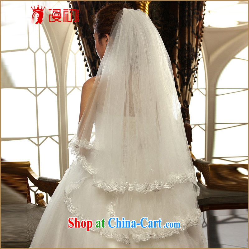 Early definition 2015 New Head yarn hot brides and legal wedding accessories double lace lace thumb yarn white 80 - 100 CM