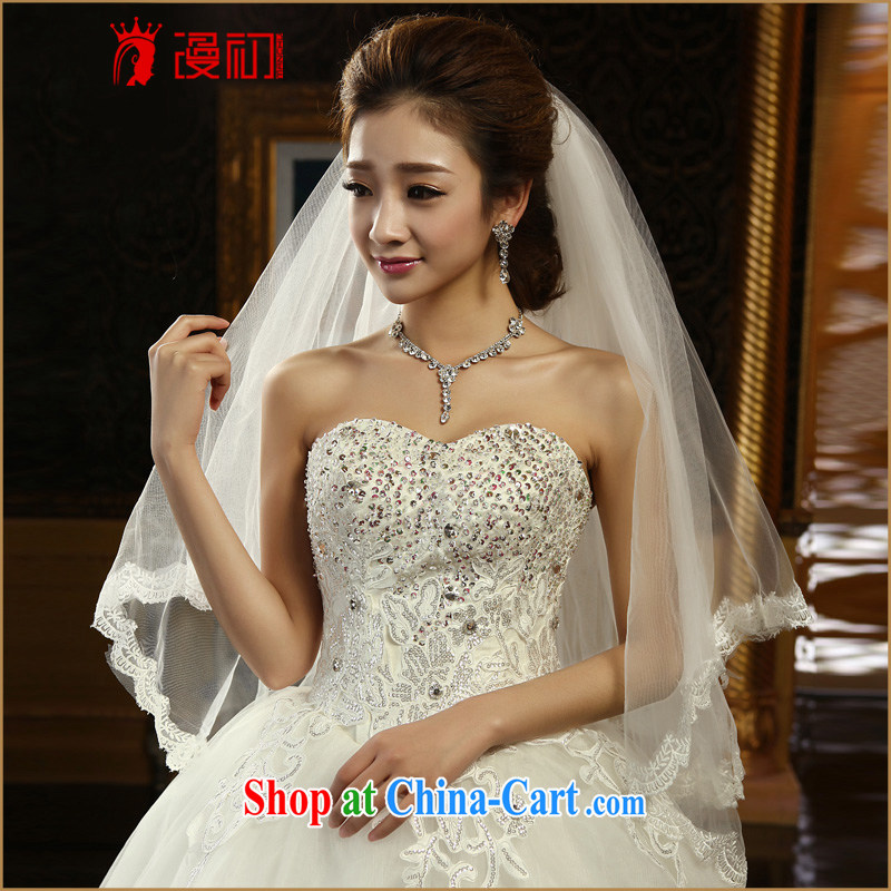 Early definition 2015 New Head yarn hot brides and legal wedding accessories double lace lace thumb yarn white 80 - 100 CM, diffuse, and shopping on the Internet