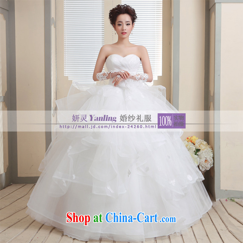 Her spirit/YANLING Korean wiped his chest bridal wedding dresses and ladies elegantly tied with 14,007 white customization, and her spirit (Yanling), online shopping