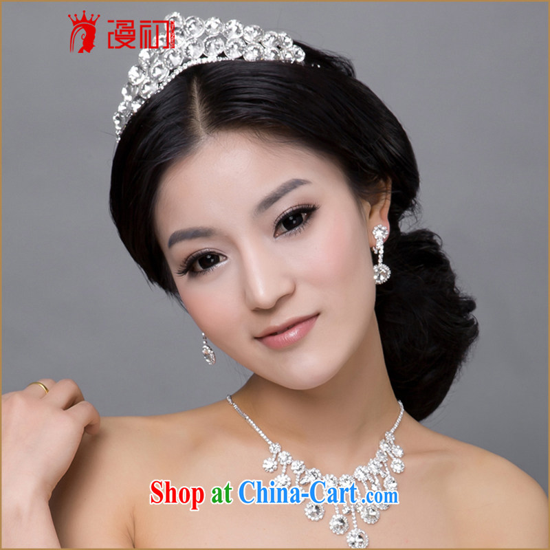 Early definition 2015 new jewelry stylish wedding dresses accessories water drilling Crown necklace earrings kit