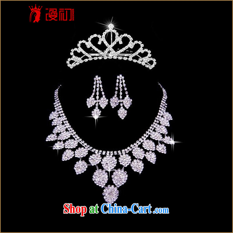 Early definition 2015 new marriages necklace jewelry water drilling Crown necklace ear ornaments 3 piece wedding dresses accessories