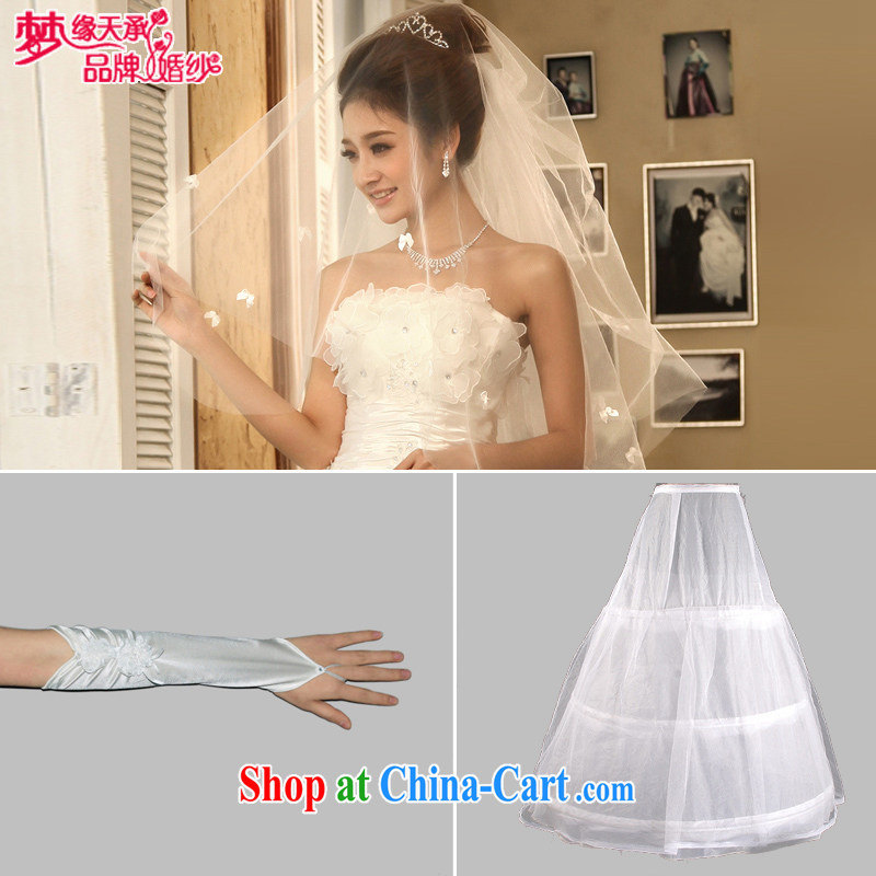 Dream of the day wedding dresses accessories Palace marriages mandatory wedding dresses Korean head yarn gloves skirt spreader wedding 3 piece 1 JT white