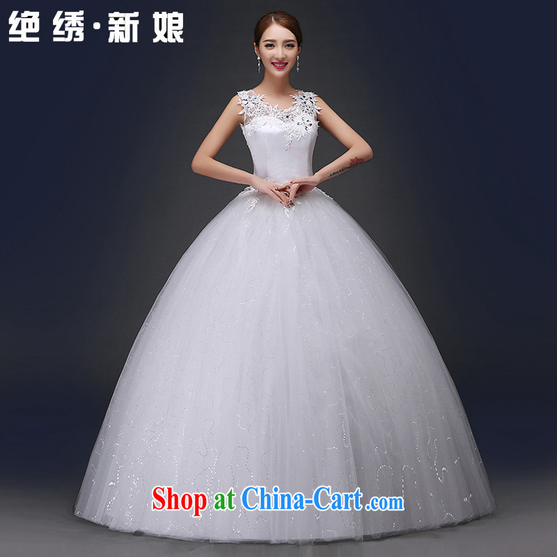 There is embroidery bridal a field package shoulder wedding dresses new 2015 Openwork lace Korean retro strap white XXXL Suzhou shipping