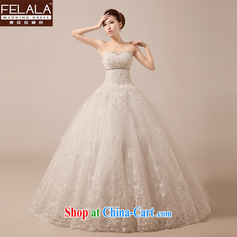 Ferrara 2015 new Korean-style heart-shaped smears chest wedding bridal white-lace shaggy yarn large code and will not return