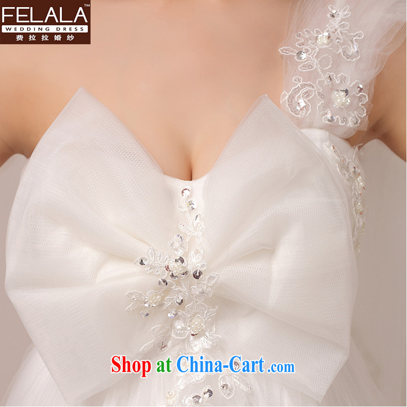 Ferrara 2015 new single shoulder bow-tie lace pregnant bride Korean-style wedding wedding with shaggy skirts white XL Suzhou shipping, La wedding (FELALA), shopping on the Internet