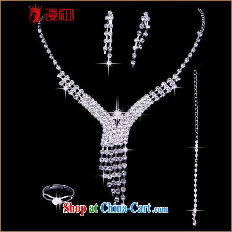 Early definition 2015 New Water diamond necklace earrings rings bracelets 4 piece bridal jewelry wedding accessories, animated, and, shopping on the Internet